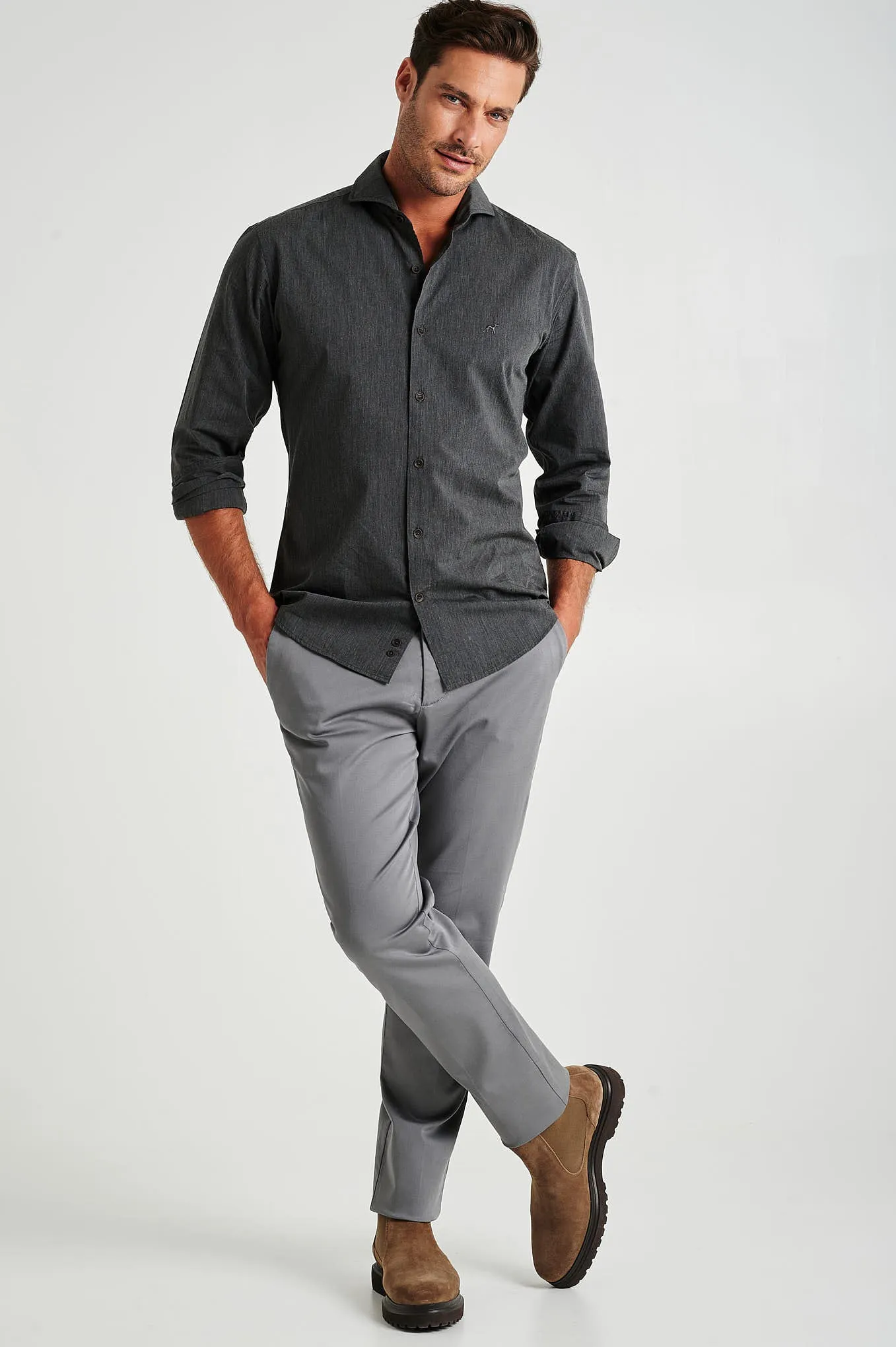 Slim fit plain SOLOTEX chino trousers