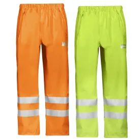 Snickers Workwear 8243 Hi Vis Waterproof Rain Trousers (Lightweight) Class 2