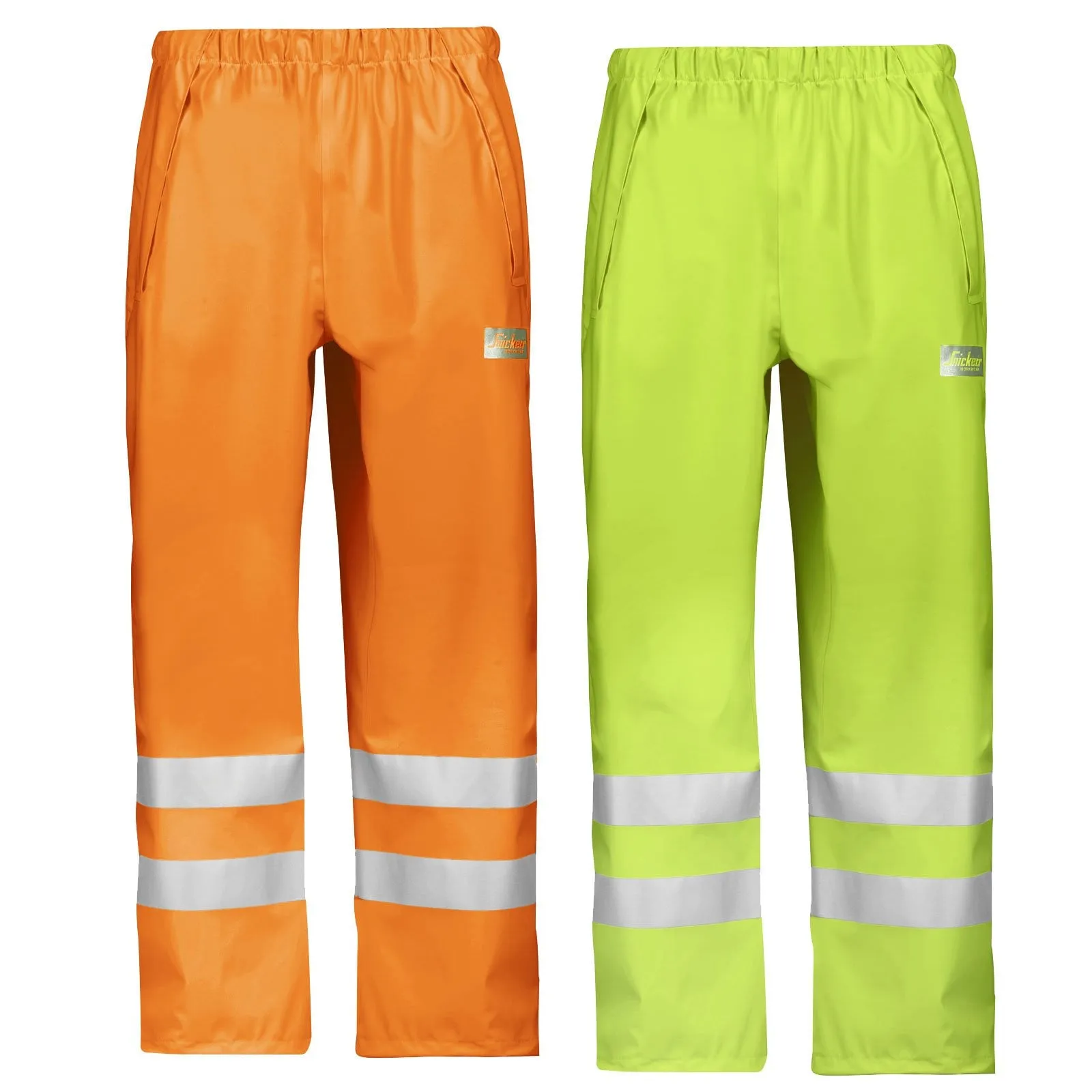 Snickers Workwear 8243 Hi Vis Waterproof Rain Trousers (Lightweight) Class 2