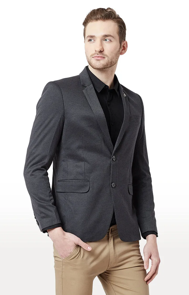 Spykar Grey Cotton Regular Fit Blazer For Men