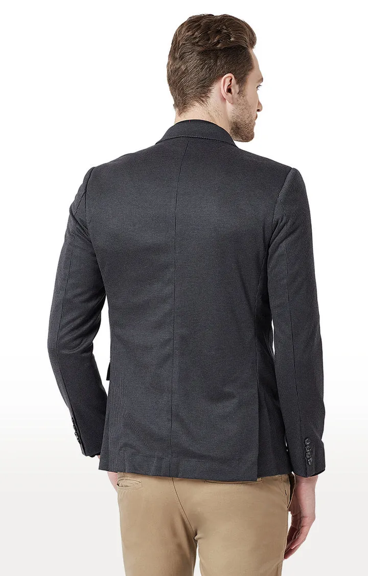 Spykar Grey Cotton Regular Fit Blazer For Men