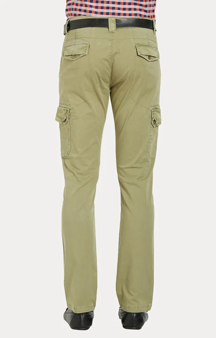 Spykar Men Olive Solid Slim Fit Cargos