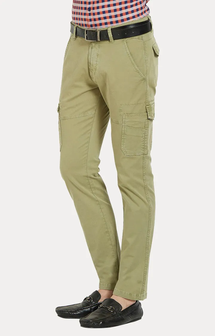 Spykar Men Olive Solid Slim Fit Cargos