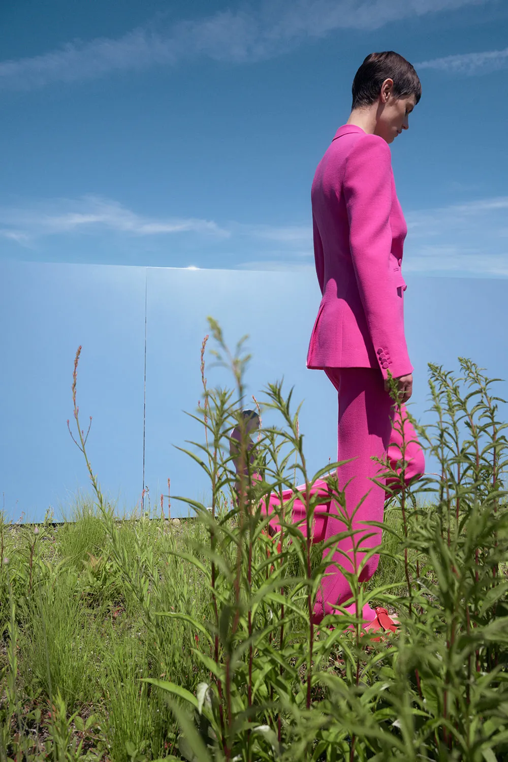 Stephanie Blazer in Fuchsia Virgin Wool Crepe