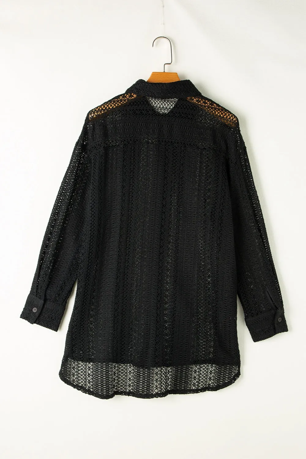 TEEK - Mesh Collared Neck Long Sleeve Shirt