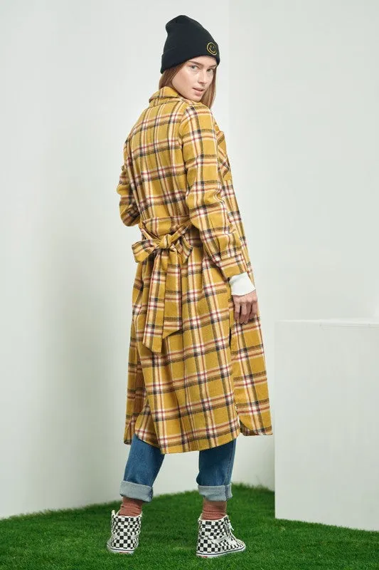 TEEK - PLAID PRINT COLLAR LONG SHIRT DRESS