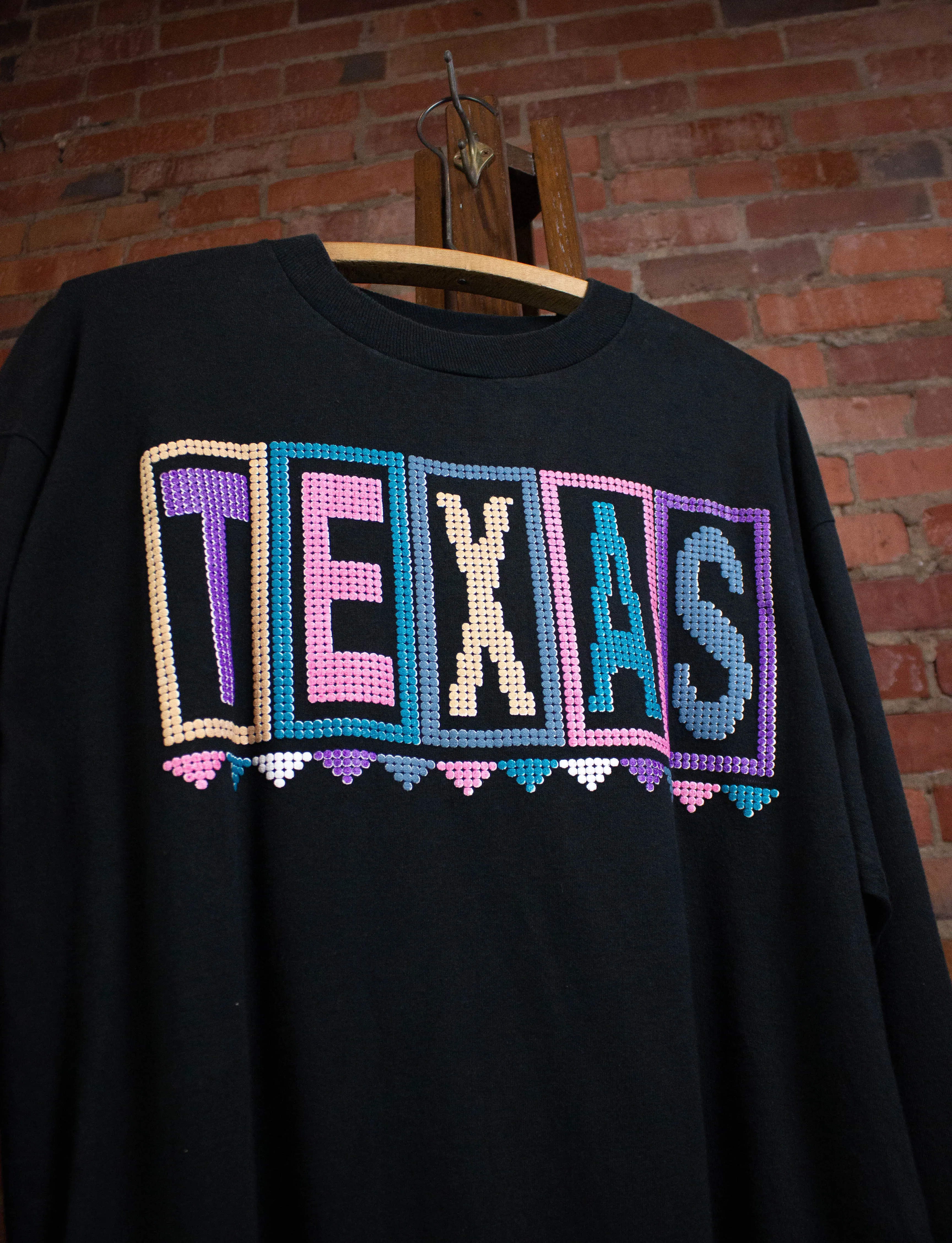 Vintage Texas Long Sleeve Graphic T Shirt 90s Black XL