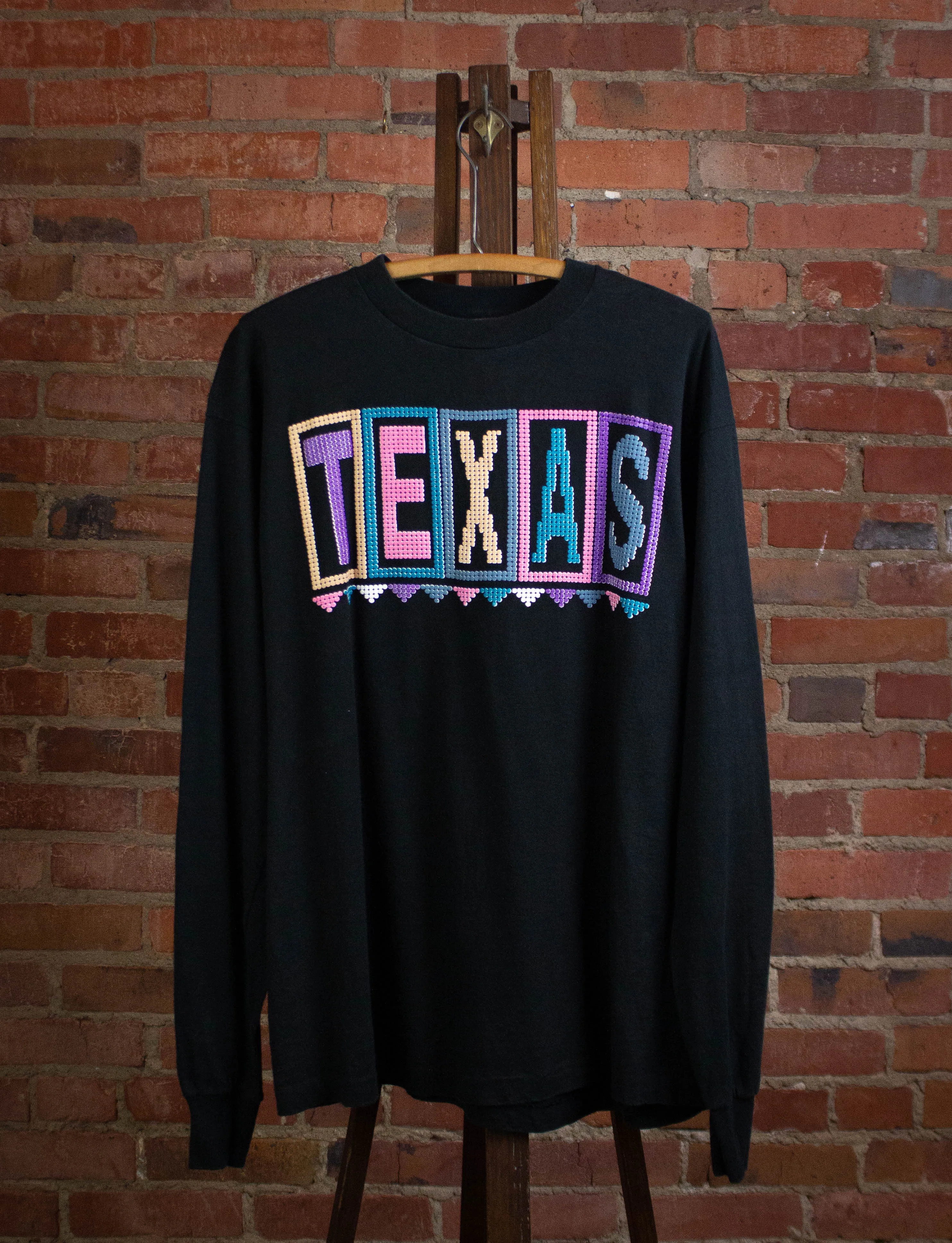 Vintage Texas Long Sleeve Graphic T Shirt 90s Black XL