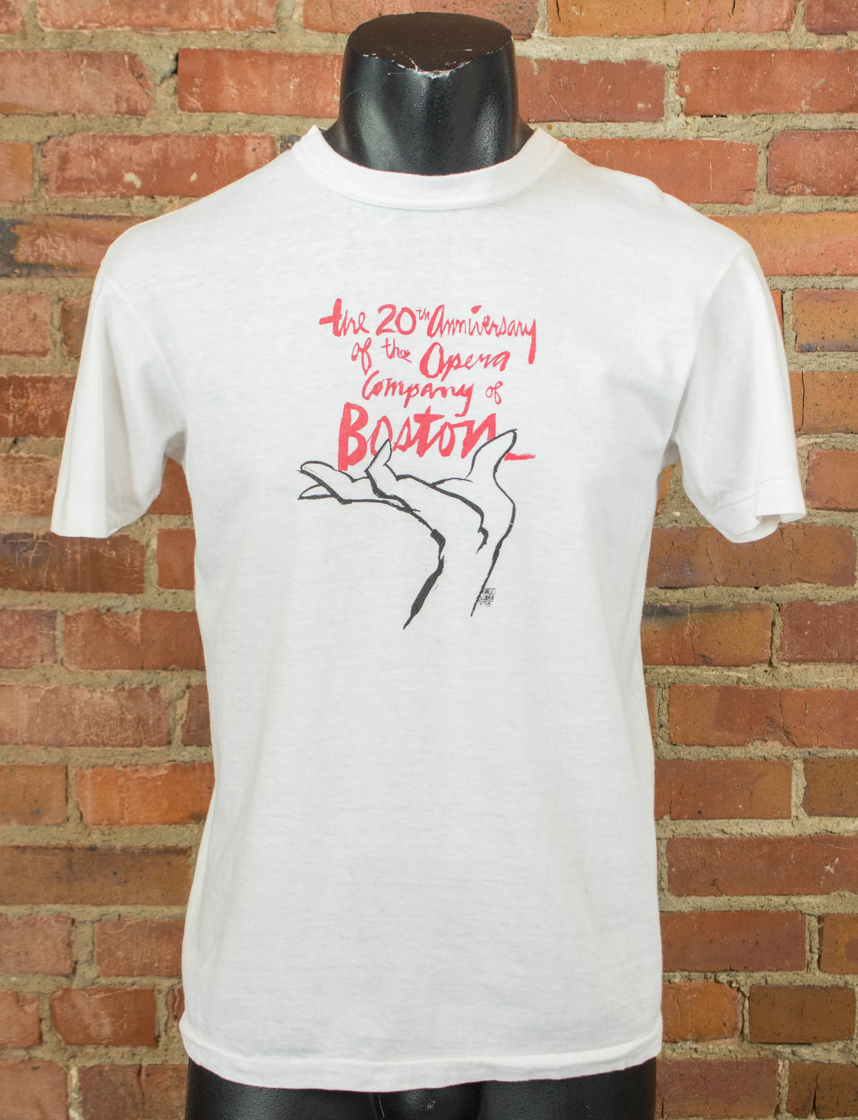 Vintage The Opera Company of Boston Graphic T Shirt 1978 20th Anniversary White and Red Medium