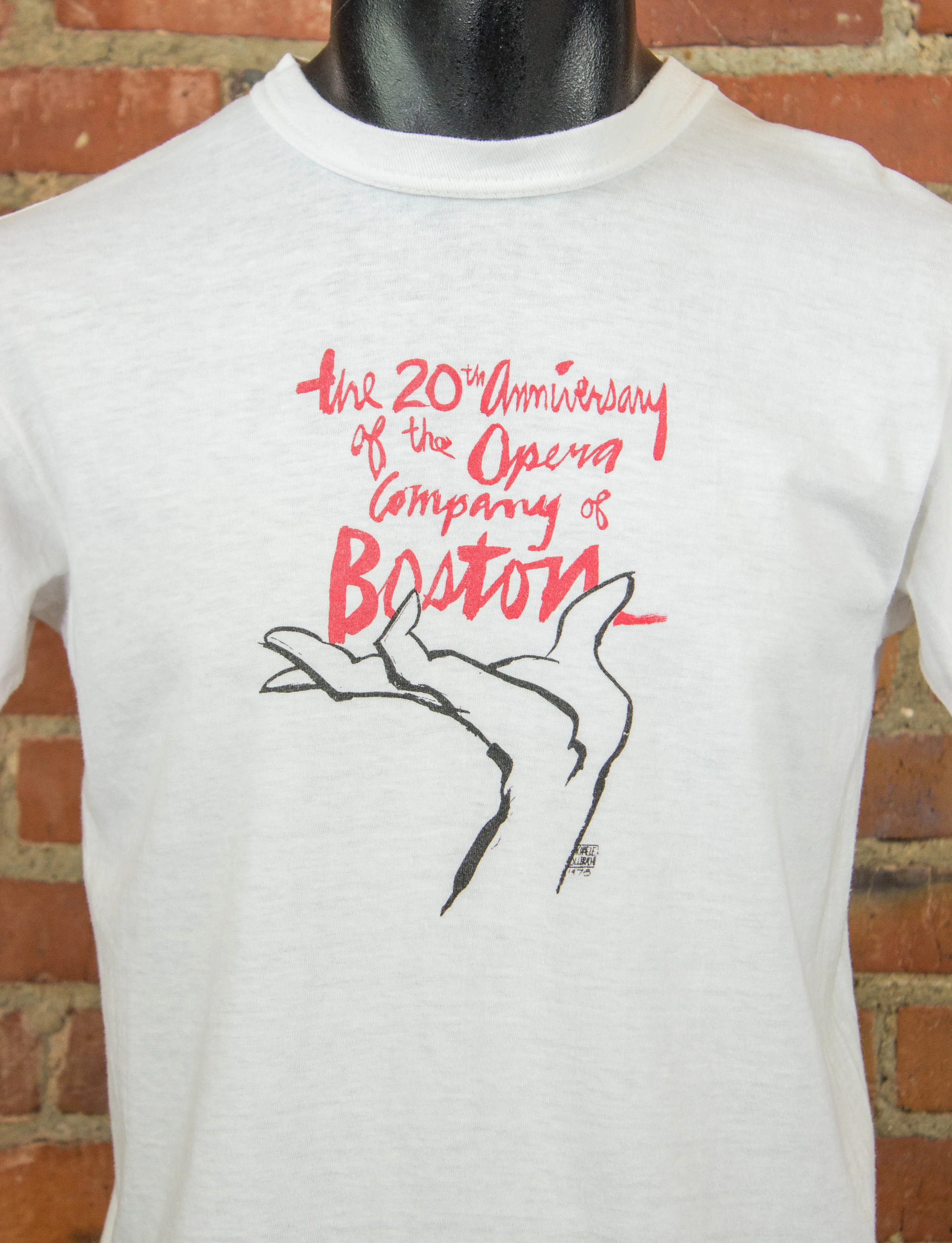 Vintage The Opera Company of Boston Graphic T Shirt 1978 20th Anniversary White and Red Medium