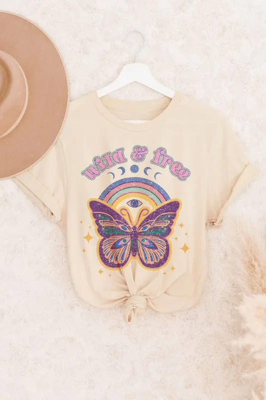 WILD AND FREE BUTTERFLY  GRAPHIC TEE