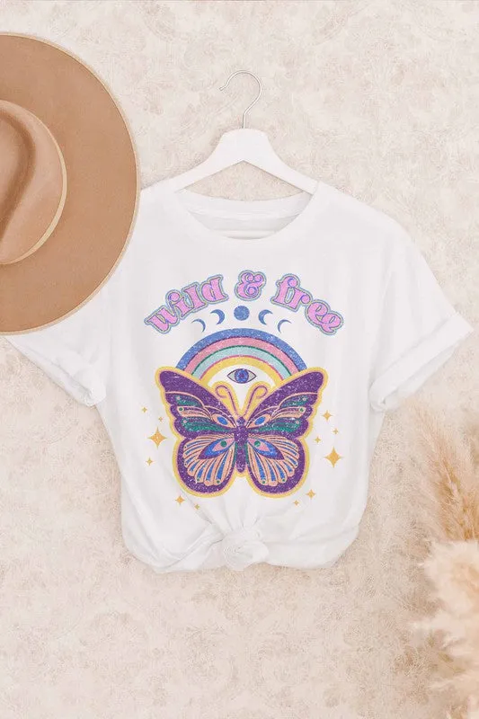 WILD AND FREE BUTTERFLY  GRAPHIC TEE