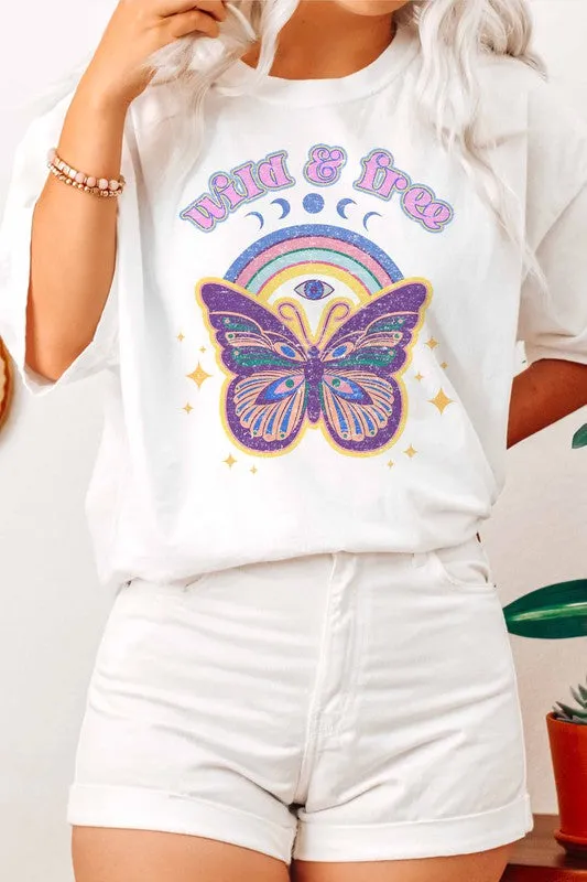 WILD AND FREE BUTTERFLY  GRAPHIC TEE