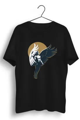 Winged Man Graphic Printed Black Tshirt