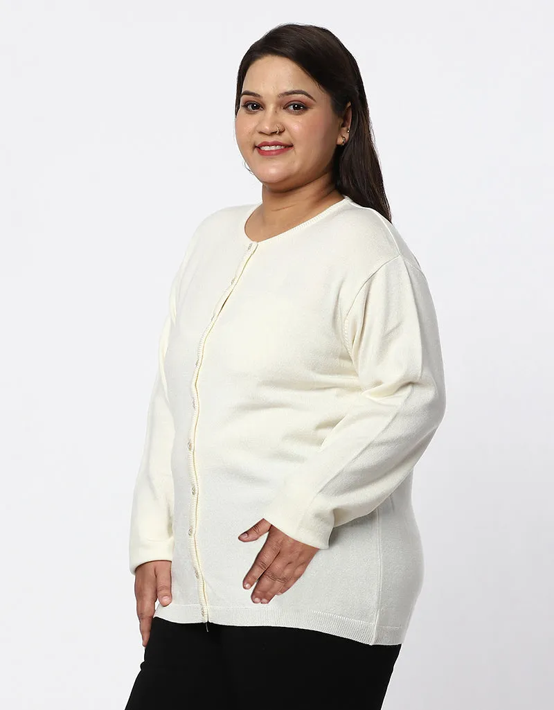 Women Woolen Plus Size Cardigan for Women with Front Buttons