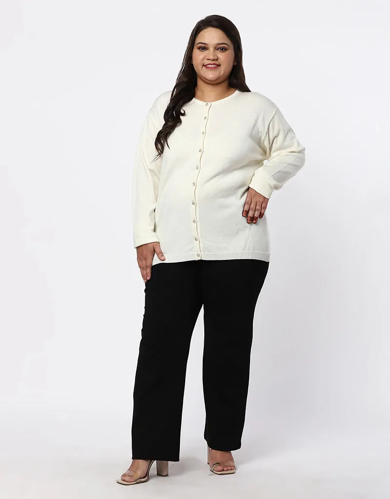 Women Woolen Plus Size Cardigan for Women with Front Buttons