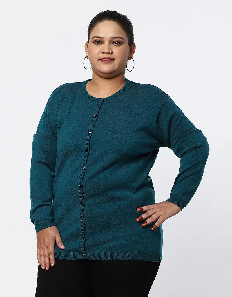 Women Woolen Plus Size Cardigan for Women with Front Buttons