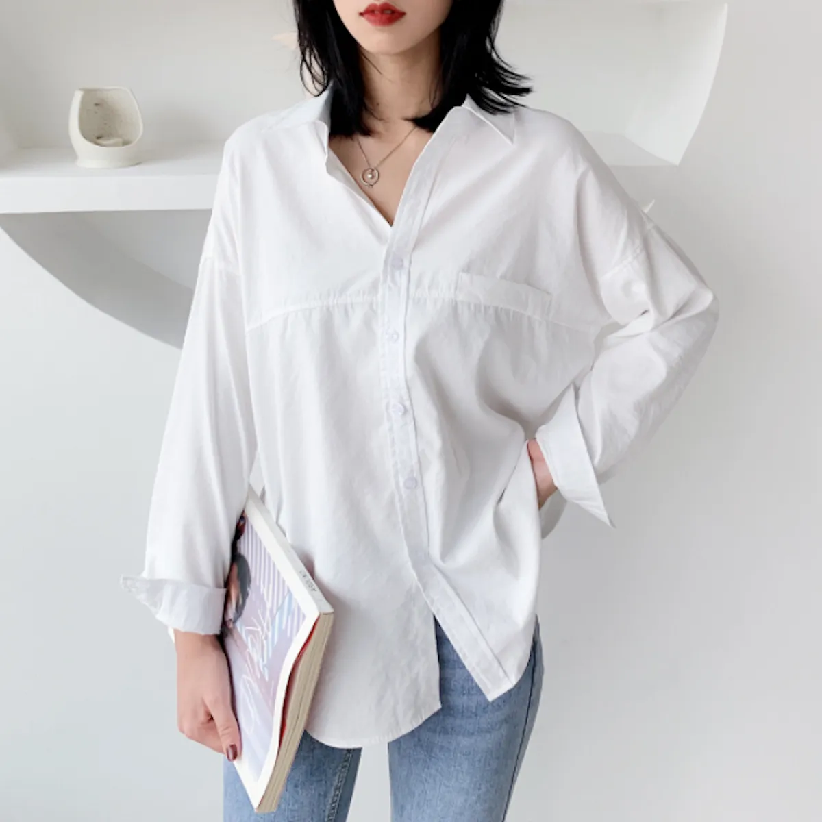 Womens Relaxed Fit Longline Shirt