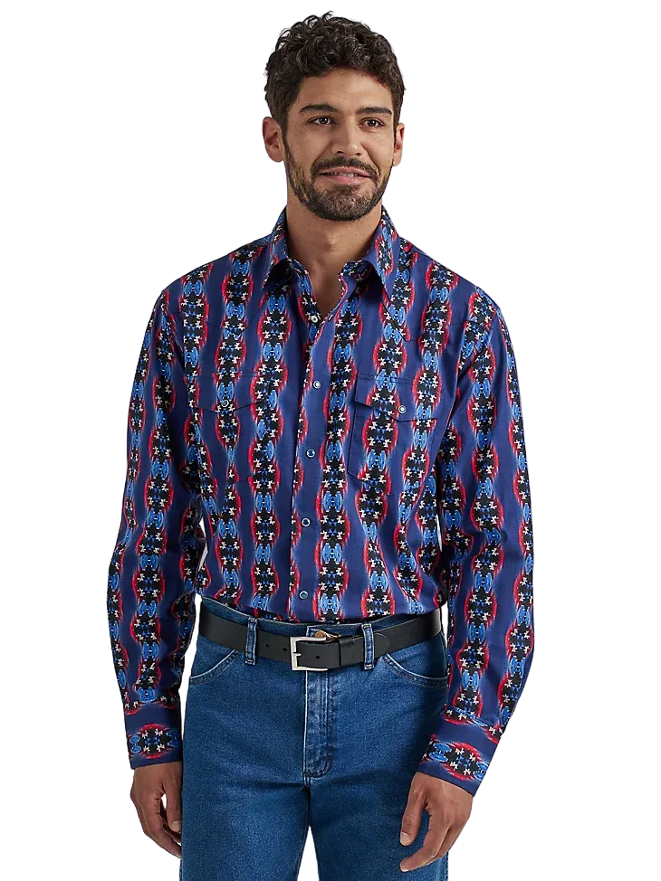 Wrangler Men's Western Snap Printed Shirt